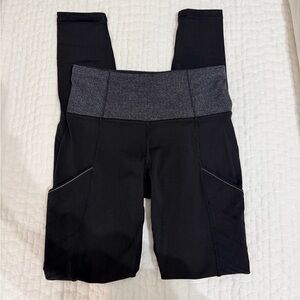 Lululemon Black and Gray Leggings with Pockets and woven waist